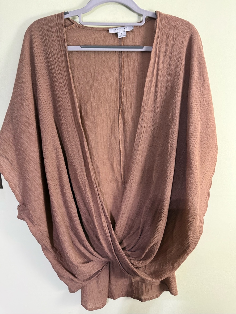 Favlux Fashion front-twist dolman poncho top / kimono cardigan Dark Tan L